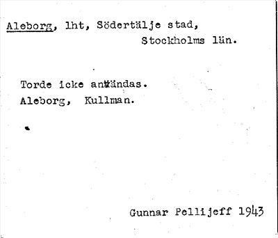 Bild på arkivkortet för arkivposten Aleborg