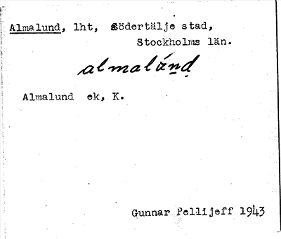 Bild på arkivkortet för arkivposten Almalund