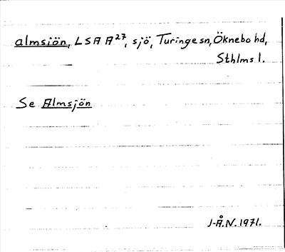 Bild på arkivkortet för arkivposten almsiön, se Almsjön