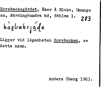 Bild på arkivkortet för arkivposten Korsbacksgärdet