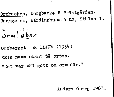 Bild på arkivkortet för arkivposten Ormbacken