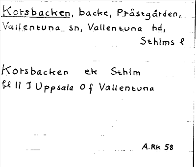 Bild på arkivkortet för arkivposten Korsbacken