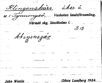 Bild på arkivkortet för arkivposten Klingenskärr