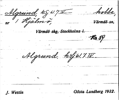 Bild på arkivkortet för arkivposten Algrund
