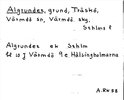 Bild på arkivkortet för arkivposten Algrundet