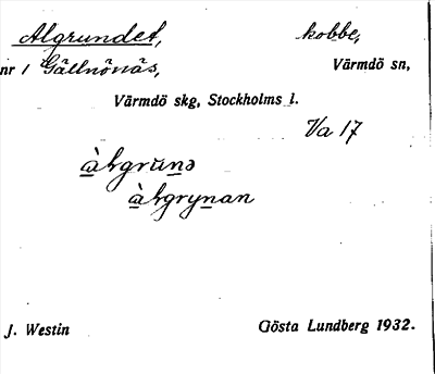 Bild på arkivkortet för arkivposten Algrundet