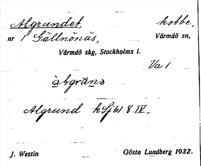 Bild på arkivkortet för arkivposten Algrundet