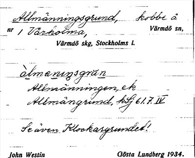 Bild på arkivkortet för arkivposten Allmänningsgrund