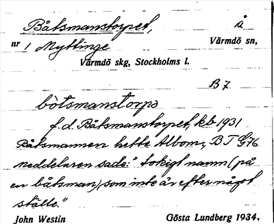 Bild på arkivkortet för arkivposten Båtsmanstorpet