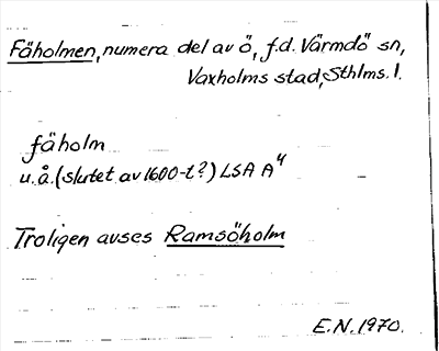 Bild på arkivkortet för arkivposten Fäholmen