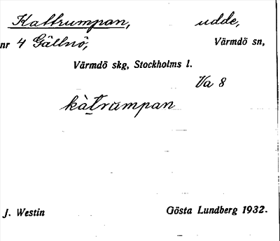 Bild på arkivkortet för arkivposten Kattrumpan