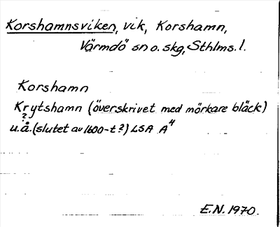 Bild på arkivkortet för arkivposten Korshamnsviken