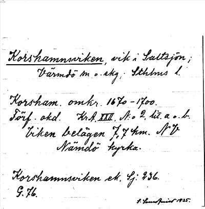 Bild på arkivkortet för arkivposten Korshamnsviken