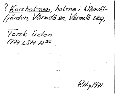 Bild på arkivkortet för arkivposten ?Korsholmen