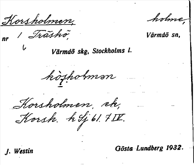 Bild på arkivkortet för arkivposten Korsholmen