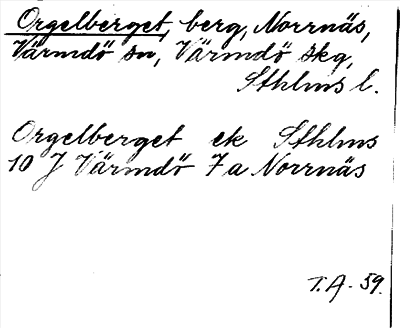 Bild på arkivkortet för arkivposten Orgelberget
