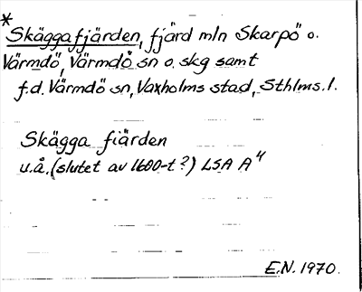 Bild på arkivkortet för arkivposten *Skäggafjärden