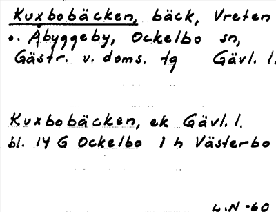 Bild på arkivkortet för arkivposten Kuxbobäcken