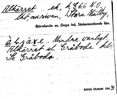Bild på arkivkortet för arkivposten Alkärret, se Gråboda