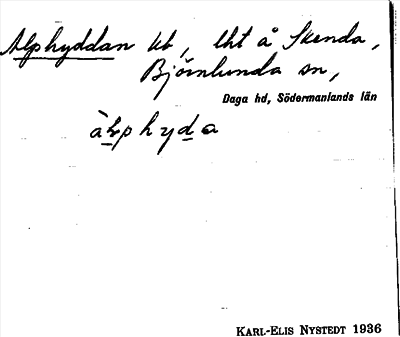 Bild på arkivkortet för arkivposten Alphyddan