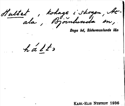 Bild på arkivkortet för arkivposten Hultet