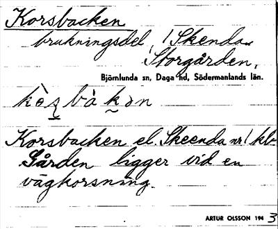 Bild på arkivkortet för arkivposten Korsbacken