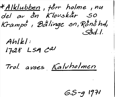 Bild på arkivkortet för arkivposten *Alklubben