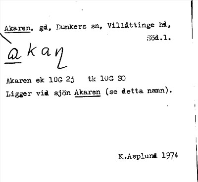 Bild på arkivkortet för arkivposten Akaren