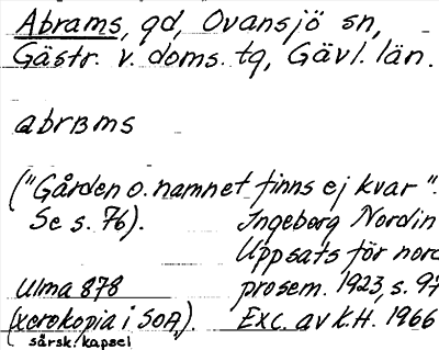 Bild på arkivkortet för arkivposten Abrams