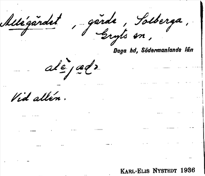 Bild på arkivkortet för arkivposten Allégärdet