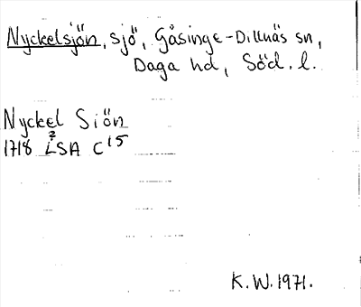 Bild på arkivkortet för arkivposten Nyckelsjön