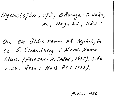 Bild på arkivkortet för arkivposten Nyckelsjön