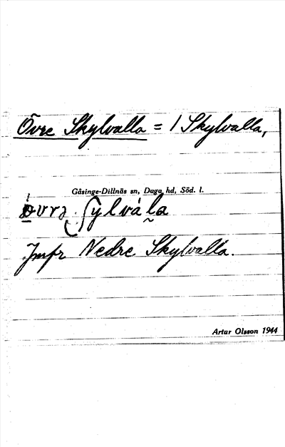 Bild på arkivkortet för arkivposten Övre Skylvalla