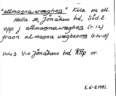Bild på arkivkortet för arkivposten »allmannawæghen»