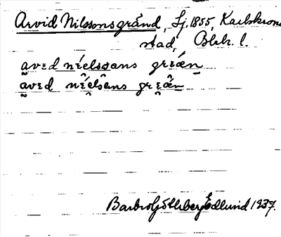 Bild på arkivkortet för arkivposten Arvid Nilssons gränd