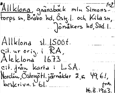 Bild på arkivkortet för arkivposten *Allklona