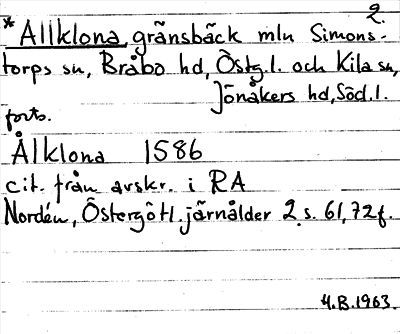 Bild på arkivkortet för arkivposten *Allklona