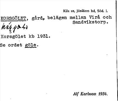 Bild på arkivkortet för arkivposten Korsgölet