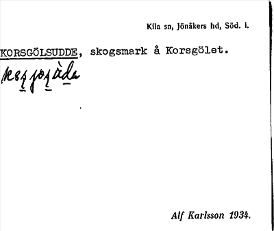 Bild på arkivkortet för arkivposten Korsgölsudde