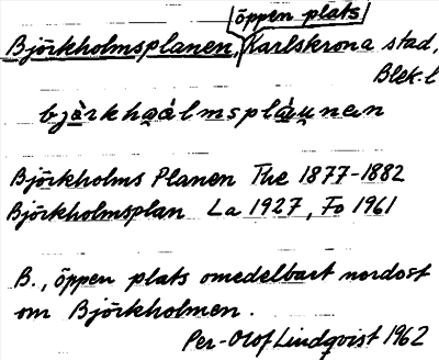 Bild på arkivkortet för arkivposten Björkholmsplanen