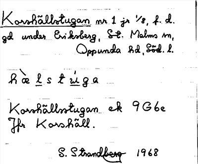 Bild på arkivkortet för arkivposten Korshällstugan