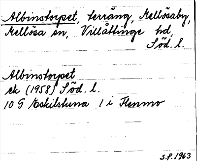 Bild på arkivkortet för arkivposten Albinstorpet
