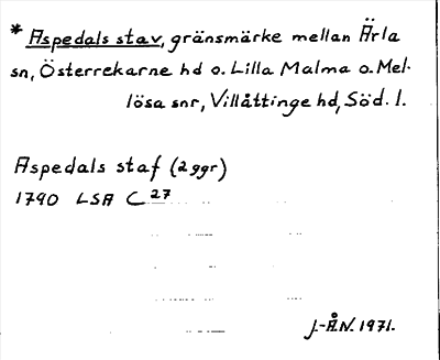 Bild på arkivkortet för arkivposten *Aspedals stav