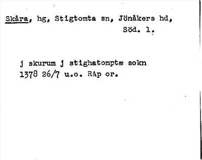 Bild på arkivkortet för arkivposten Skåra