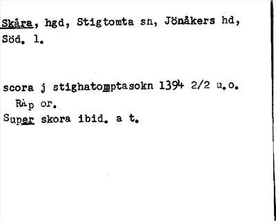 Bild på arkivkortet för arkivposten Skåra