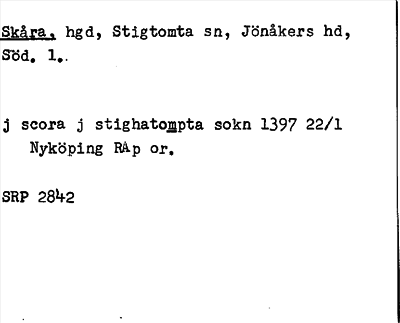 Bild på arkivkortet för arkivposten Skåra