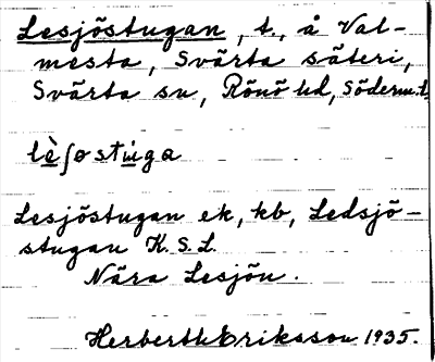 Bild på arkivkortet för arkivposten Lesjöstugan