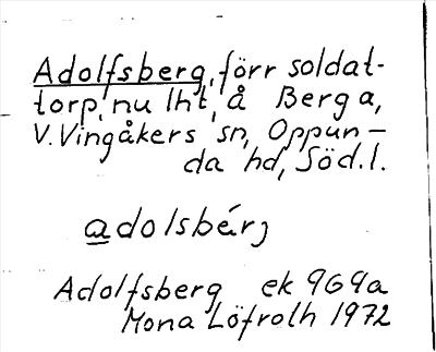 Bild på arkivkortet för arkivposten Adolfsberg