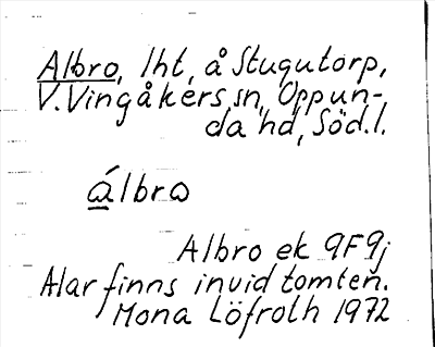 Bild på arkivkortet för arkivposten Albro