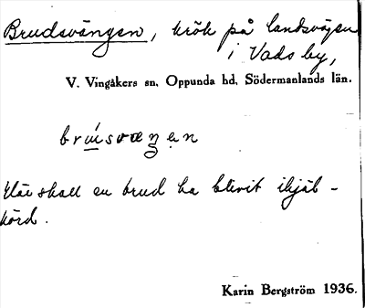 Bild på arkivkortet för arkivposten Brudsvängen